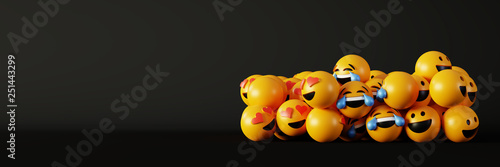 Emoticons 3d rendering background, social media and communications concept