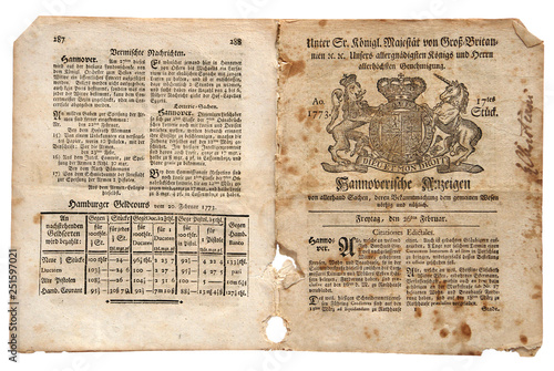 Old British Trade Newspaper dated 1773