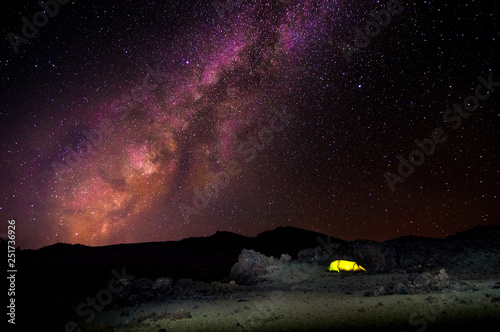 a tent on the top of the mountains withe a nice view to the milkyway