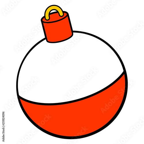 Fishing Bobber - A vector cartoon illustration of a red and white Fishing Bobber.