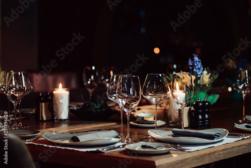 luxury tableware beautiful table setting in restaurant