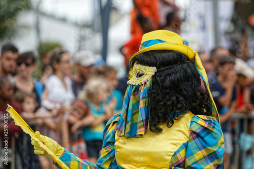 Belle demoiselle masquée à la parade du littoral de Kourou en Guyane française