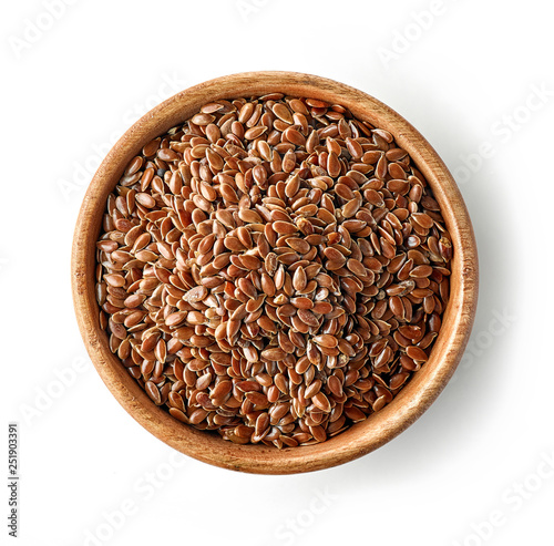 wooden bowl of flaxseed