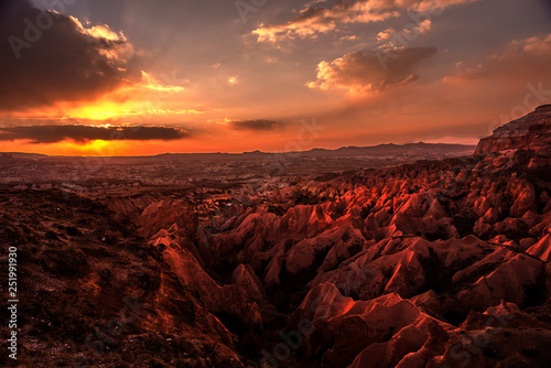 Sunset in the Red valley of Cappadocia