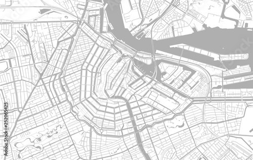 White and grey vector city map of Amsterdam