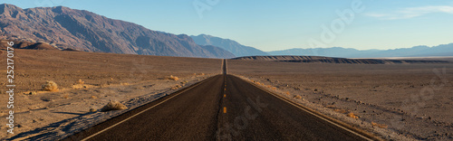 Panoramic view of a scenic road in the Death Valley National Park. Taken in California, United States of America.