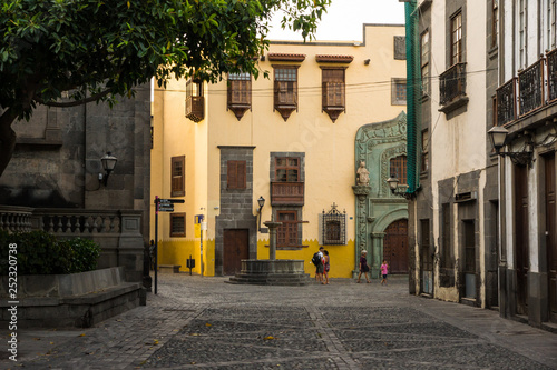 Street of Vegueta facing the Columbus House palace in Las Palmas de Gran Canaria.