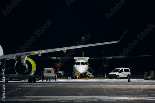 Preparation of the airplane before flight at night
