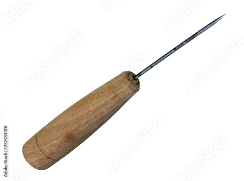 Stitching awl with wooden handle