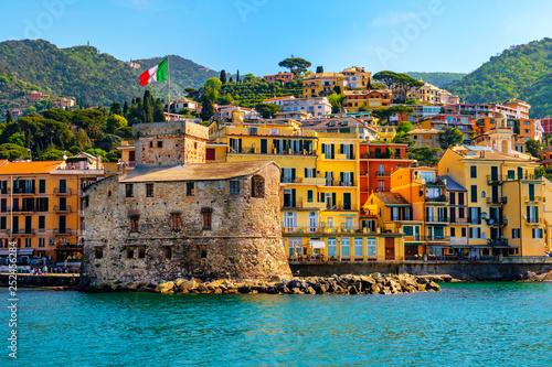 italian castle by the sea Castello di Rapallo in the italian riviera Portofino area - Genova - Liguria - Italy