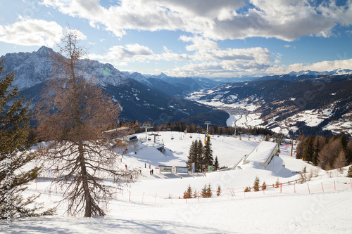 Monte Elmo, Dolomites, Italy - Mountain skiing and snowboarding. Sexten (Sesto), Trentino-Alto Adige, Puster Valley (Alta Pusteria), South Tyrol