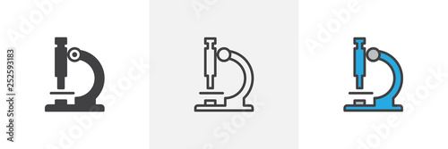 Lab microscope icon. Line, glyph and filled outline colorful version, Microscope outline and filled vector sign. Symbol, logo illustration. Different style icons set. Pixel perfect vector graphics