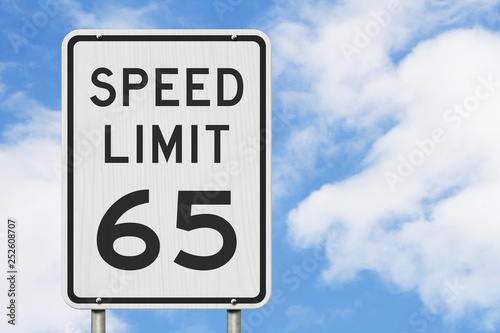 US 65 mph Speed Limit sign
