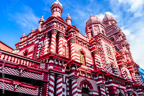 View on Jami-Ul-Alfar Mosque or Red Masjid Mosque is a historic mosque in Colombo, Sri Lanka