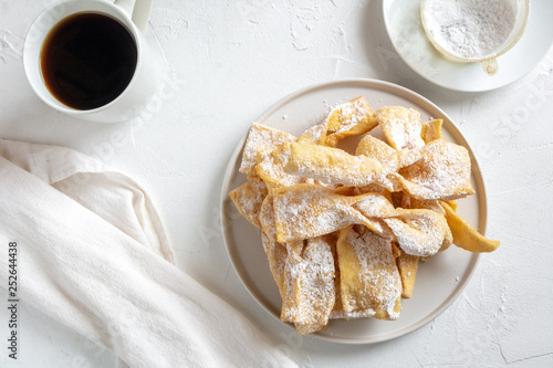 Faworki, Chrusty, Angel Wings - traditional Polish pastries served during Carnival Fat Thursday, just befor Lent.