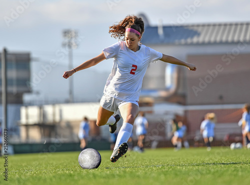 Young soccer player in action