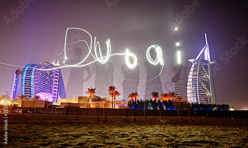 Dubai light letters in the night