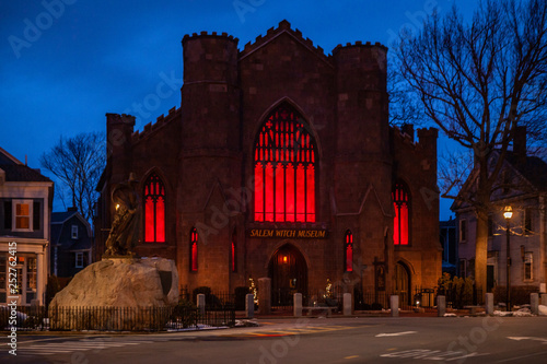 Salem, USA- March 03, 2019: This famous museum is located in a gothic styled, New England church type building and is popular with the public and tourists.