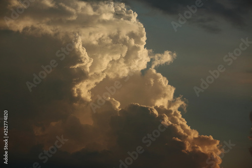 golden cloud on dramatic sunset sky background