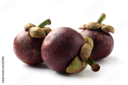 Tasty mangosteen fruit on white background