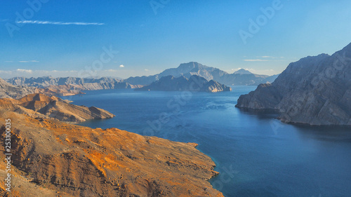 Khor Najd. Fantastic mountain landscape. Ru'us al Jibal. Al Hajar Moutains. Musandam. Oman