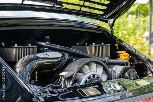 Vintage Porsche Engine boot open outdoor