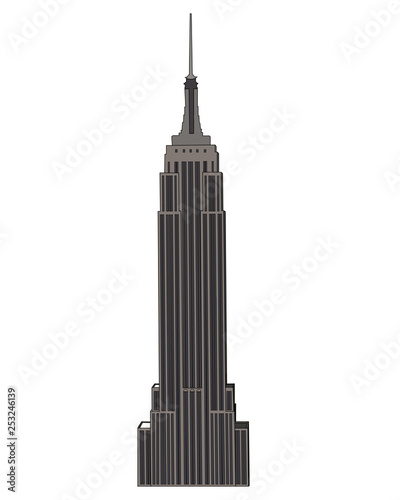 Empire State Building isolated vector illustration. High detailed USA icon. White isolated background