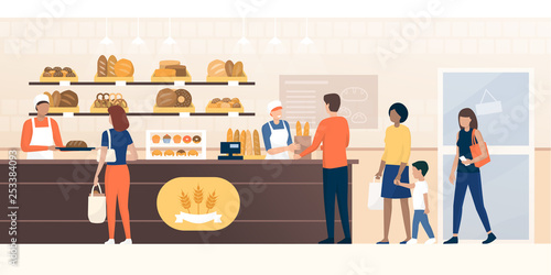 People shopping in the bakery