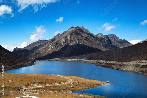 The beautiful lake and its reflection at Sela Pass in Arunachal Pradesh