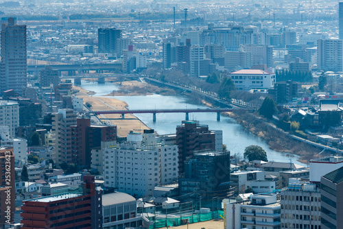 仙台市街広瀬川の風景
