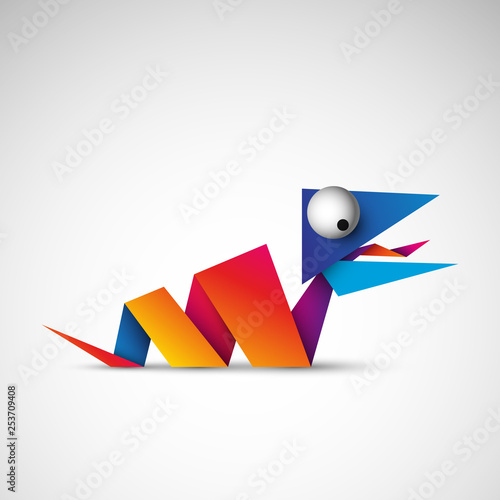 kolorowy wąż origami logo wektor