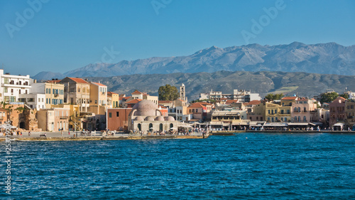 Cityscape of Chania and the old venetian harbor, island of Crete, Greece