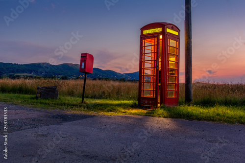 Glowing Telephone Box and post box near Malvern Hills