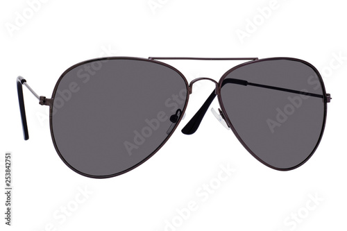 Black aviator sunglasses isolated on white background
