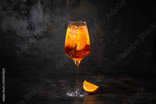 Glass of aperol spritz cocktail