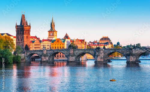 Scenic view on historical center of Prague,buildings and landmarks of old town, Prague, Czech Republic