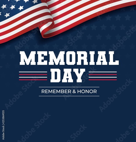 Happy Memorial Day background. National american holiday illustration. Vector Memorial day greeting card