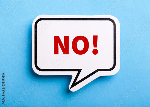 Say No Speech Bubble Isolated On Blue