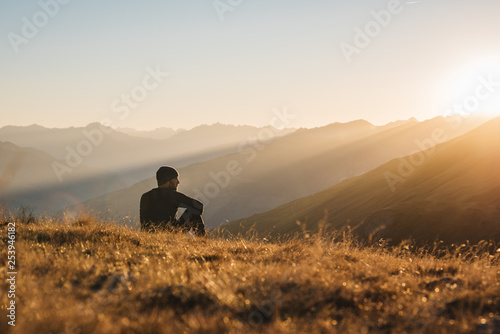 Relaxing at Sunset at Top of Mountain