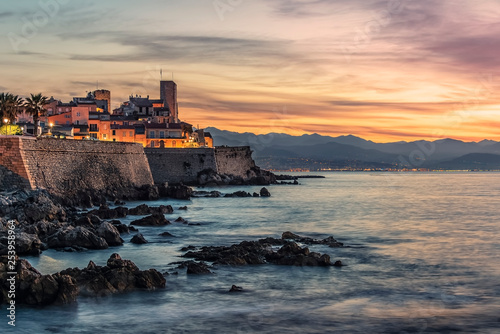 Antibes old town on the French Riviera at sunrise