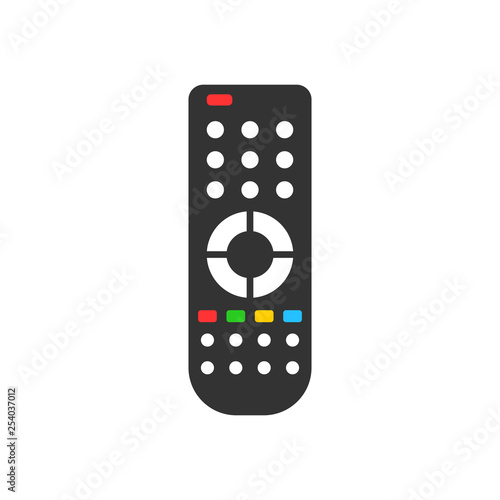 Remote control icon in flat style. Infrared controller vector illustration on white isolated background. Tv keypad business concept.