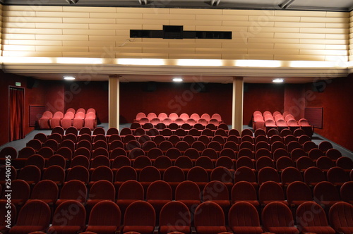 Red seats in cinema theater, Rialto, Poznań, Poland
