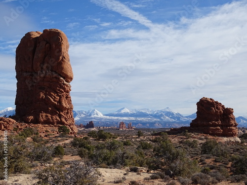 arches national park in winter, utah, usa