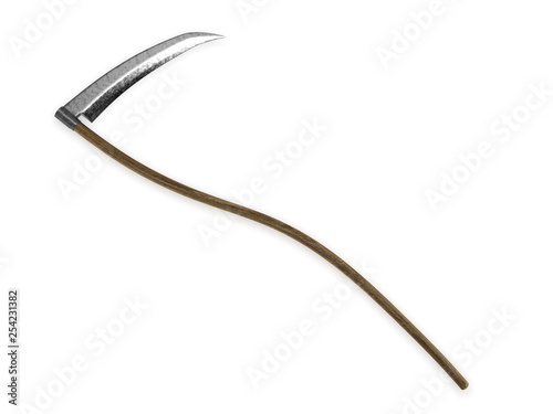 Old scythe 3d rendering