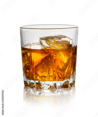 Glass of whiskey with ice