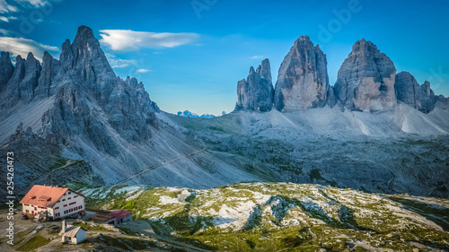 Colorful scenery of Three Peaks during sunrise, Italy