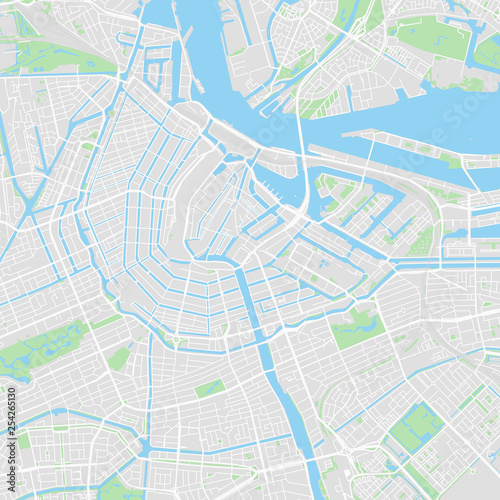Downtown vector map of Amsterdam, Netherlands
