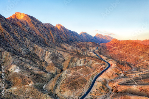 Road through the Zagros Mountains in South Iran taken in January 2019 taken in hdr