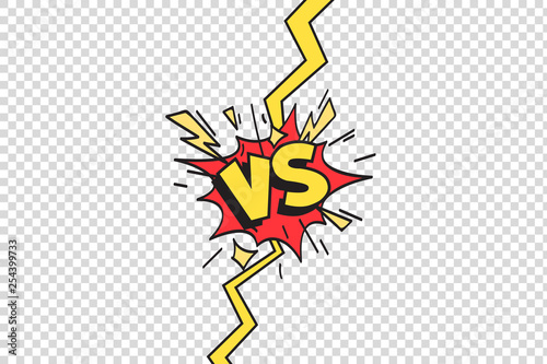 Comics vs frame. Versus lightning ray border, comic fighting duel and fight confrontation isolated cartoon vector background