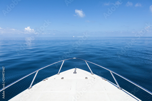 Beautiful view from a bow of yacht at seaward.Copy space